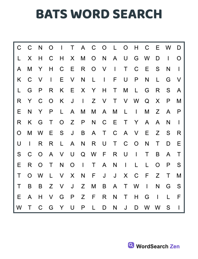 Bats Word Search