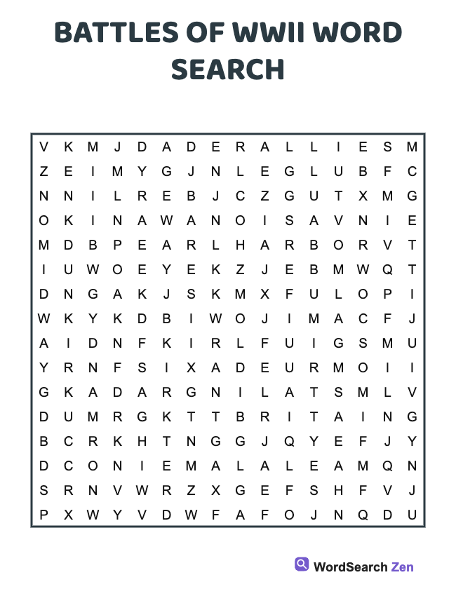 Battles Of Wwii Word Search