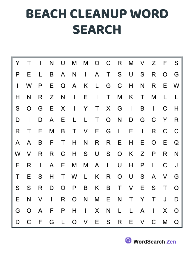Beach Cleanup Word Search