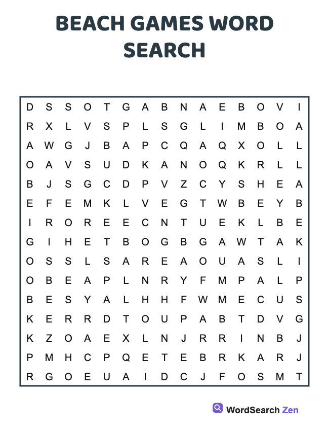Beach Games Word Search
