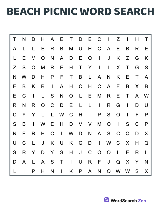 Beach Picnic Word Search