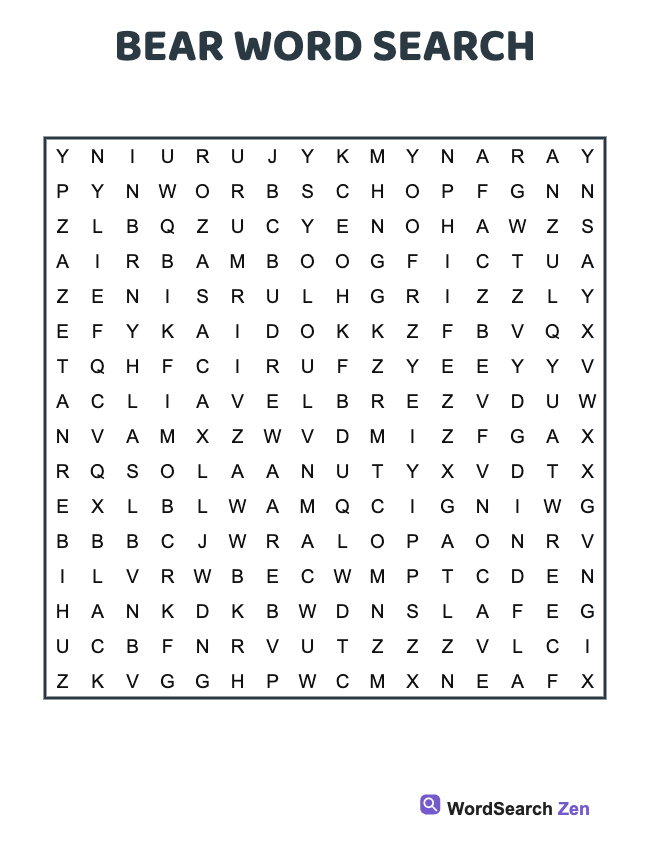 Bear Word Search