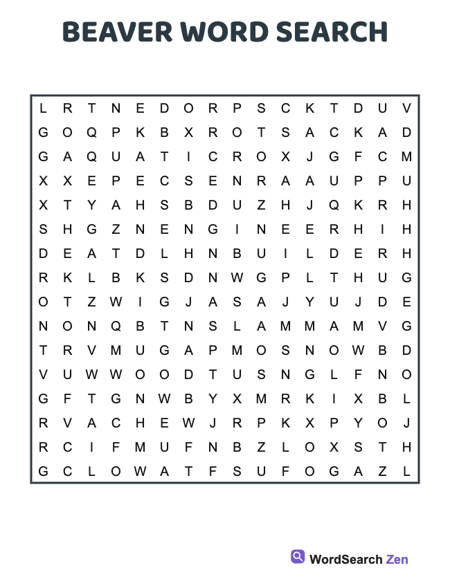 Beaver Word Search