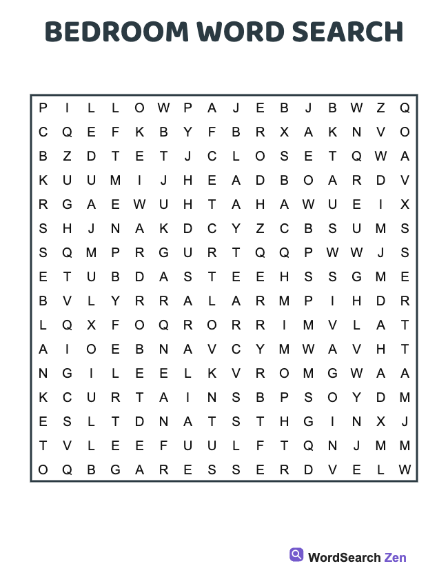 Bedroom Word Search