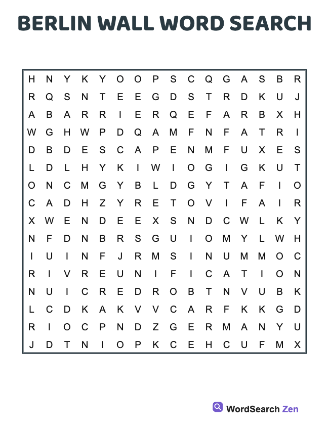 Berlin Wall Word Search