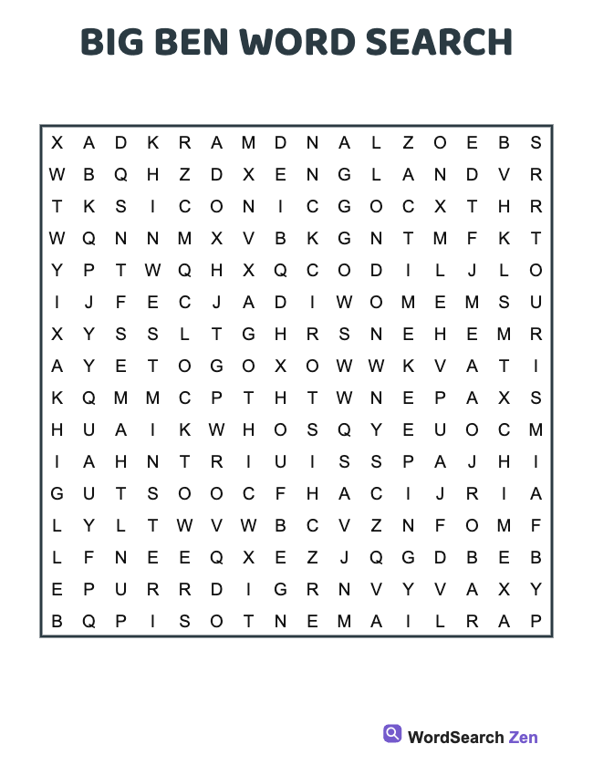 Big Ben Word Search