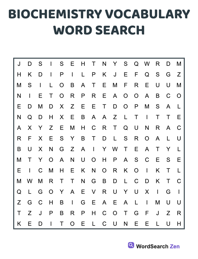 Biochemistry Vocabulary Word Search