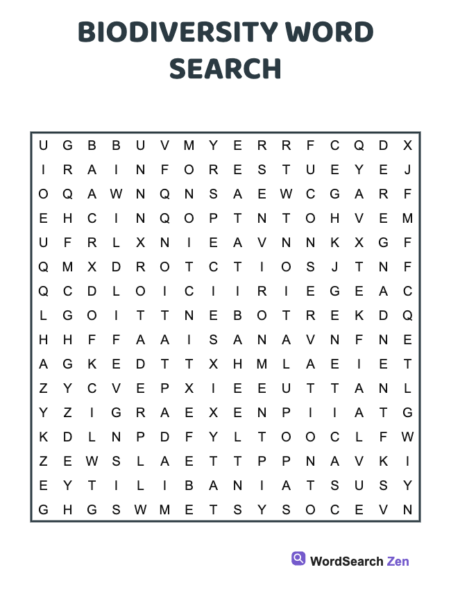 Biodiversity Word Search