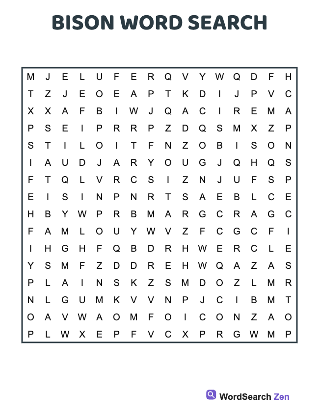 Bison Word Search