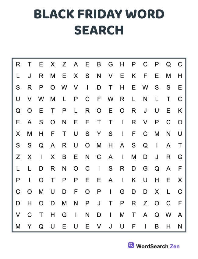 Black Friday Word Search