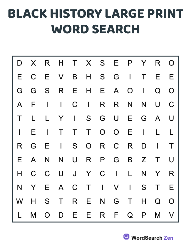 Black History Large Print Word Search