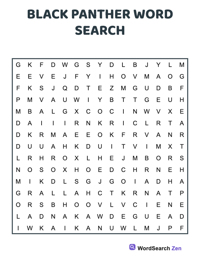 Black Panther Word Search