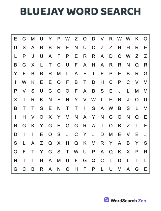 Bluejay Word Search