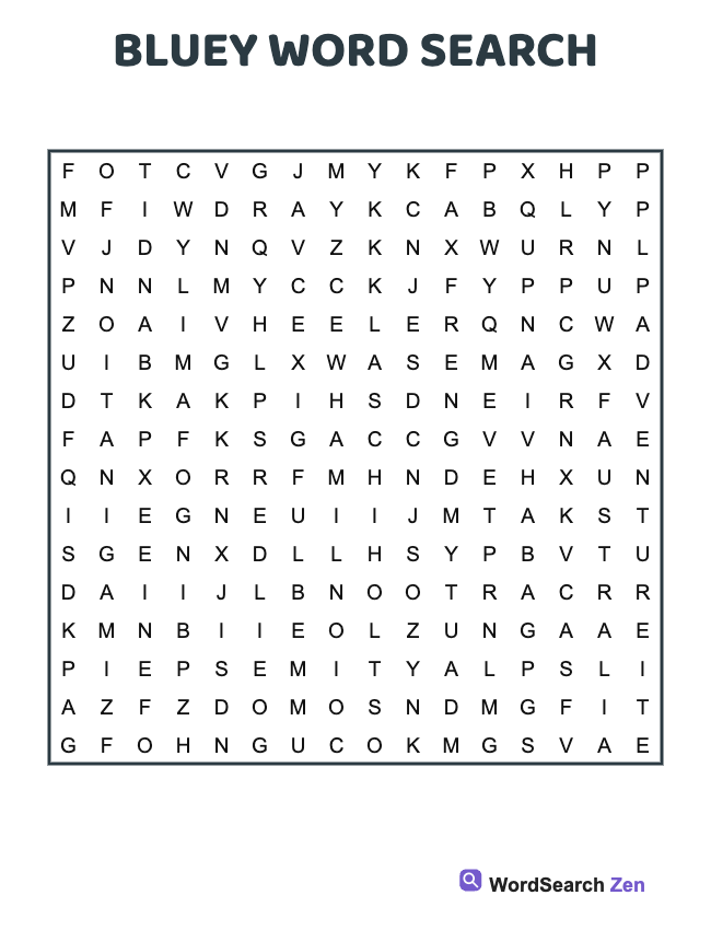 Bluey Word Search