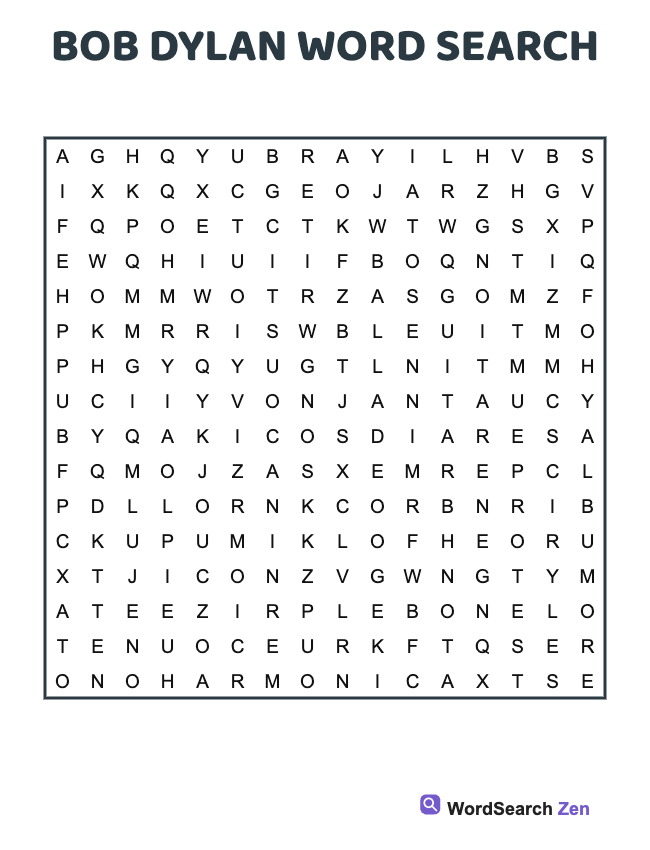 Bob Dylan Word Search