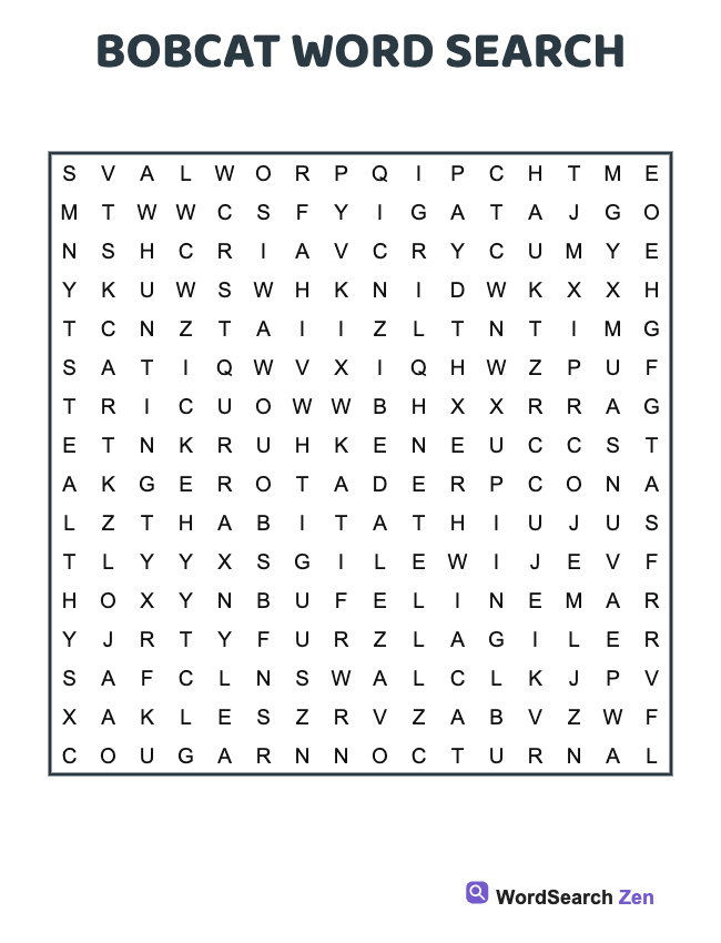 Bobcat Word Search