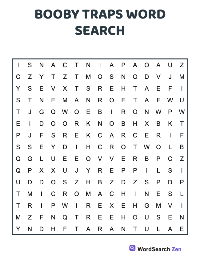 Booby Traps Word Search