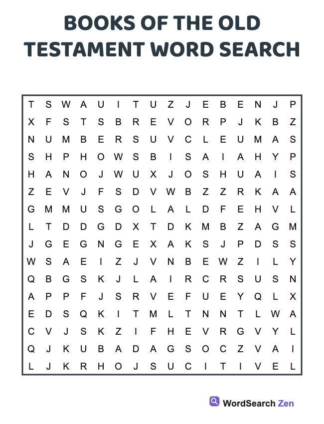 Books Of The Old Testament Word Search