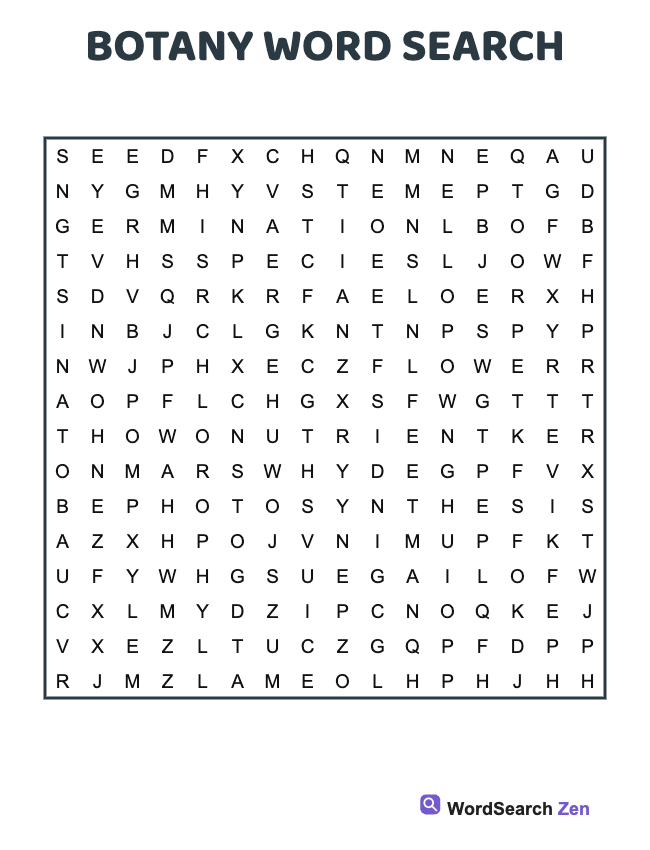 Botany Word Search
