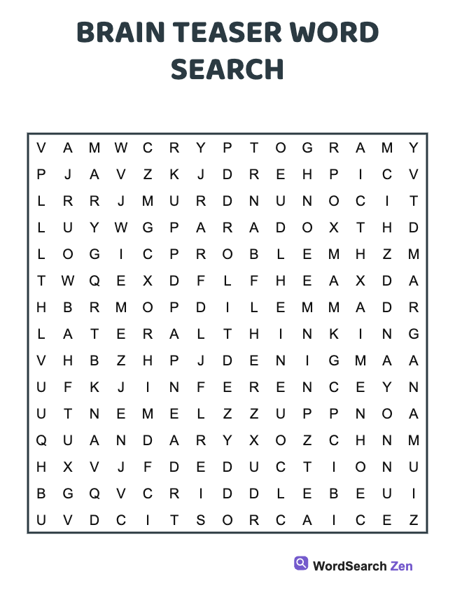 Brain Teaser Word Search