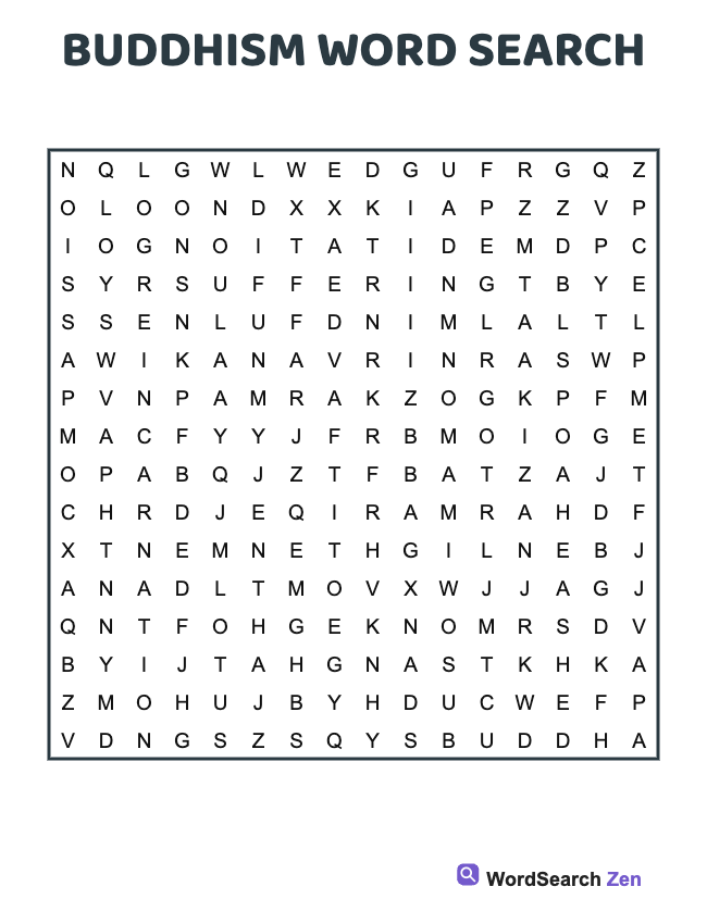 Buddhism Word Search