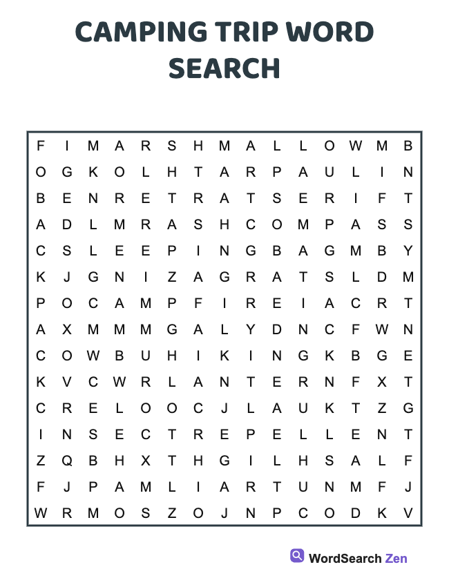 Camping Trip Word Search