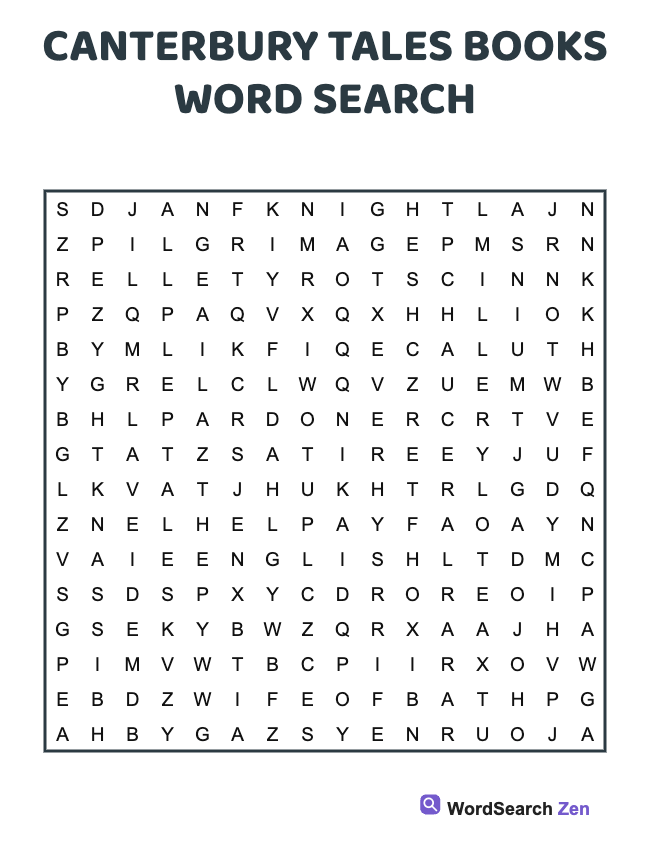 Canterbury Tales Books Word Search