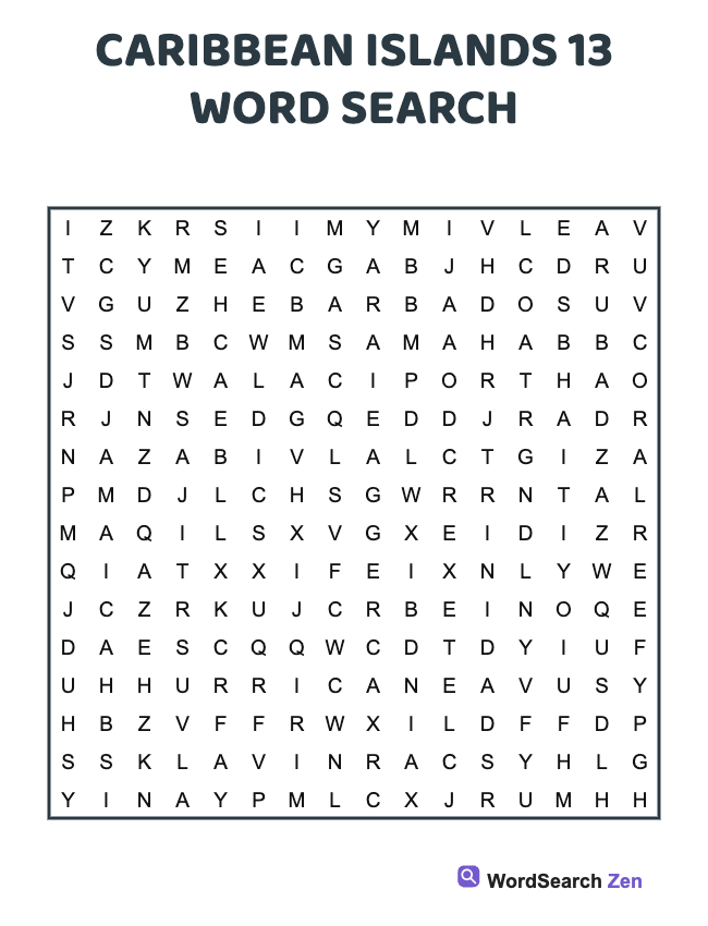 Caribbean Islands 13 Word Search