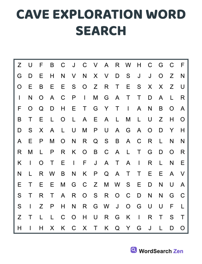 Cave Exploration Word Search