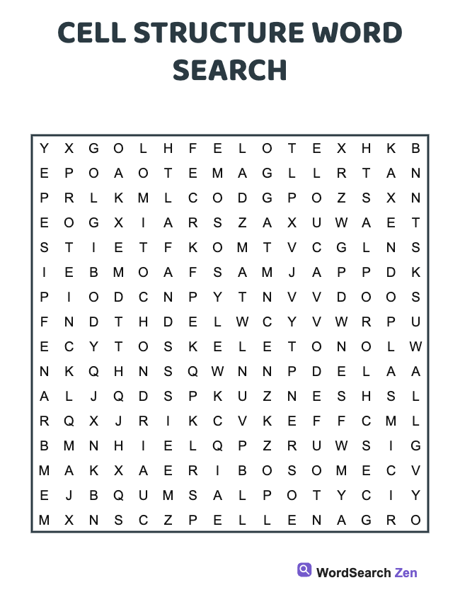 Cell Structure Word Search