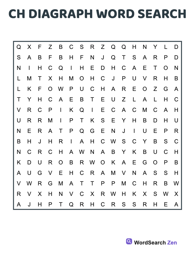 Ch Diagraph Word Search