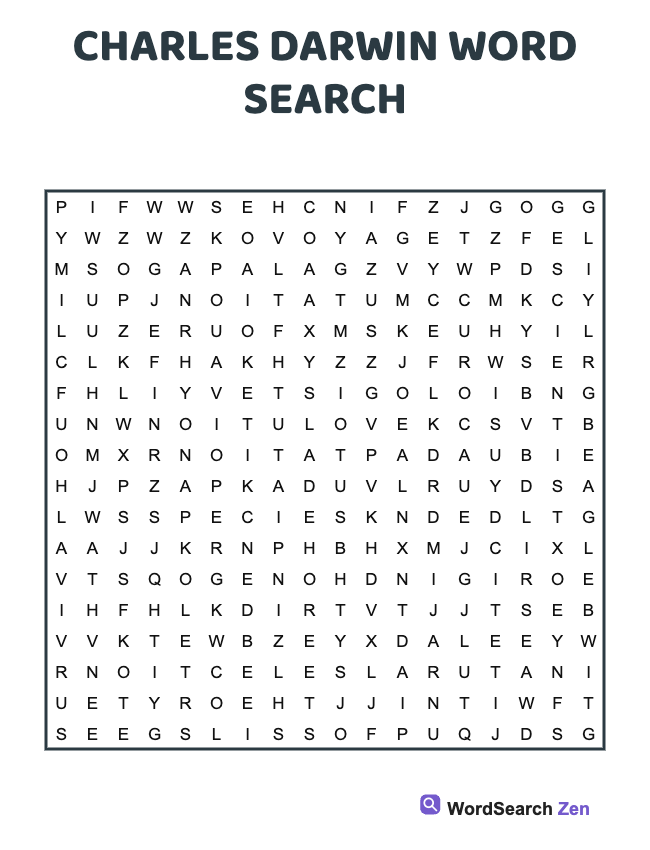 Charles Darwin Word Search