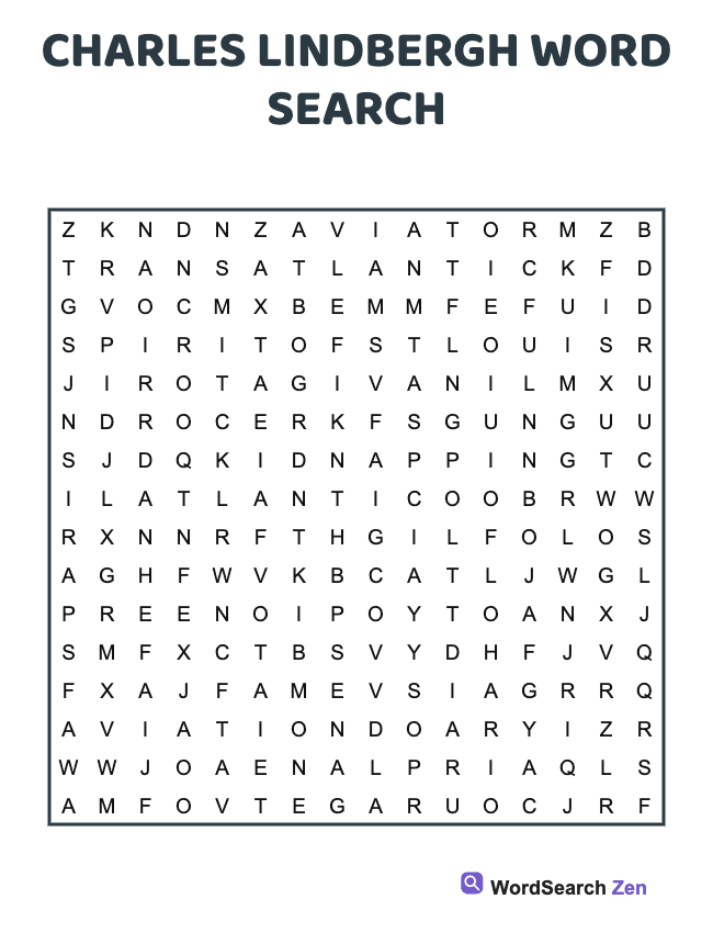 Charles Lindbergh Word Search