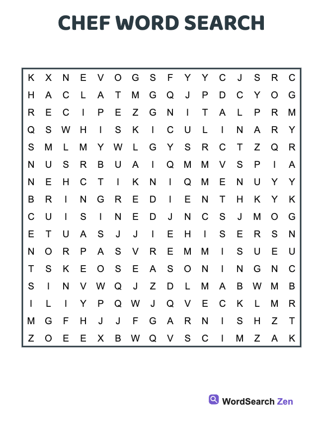 Chef Word Search