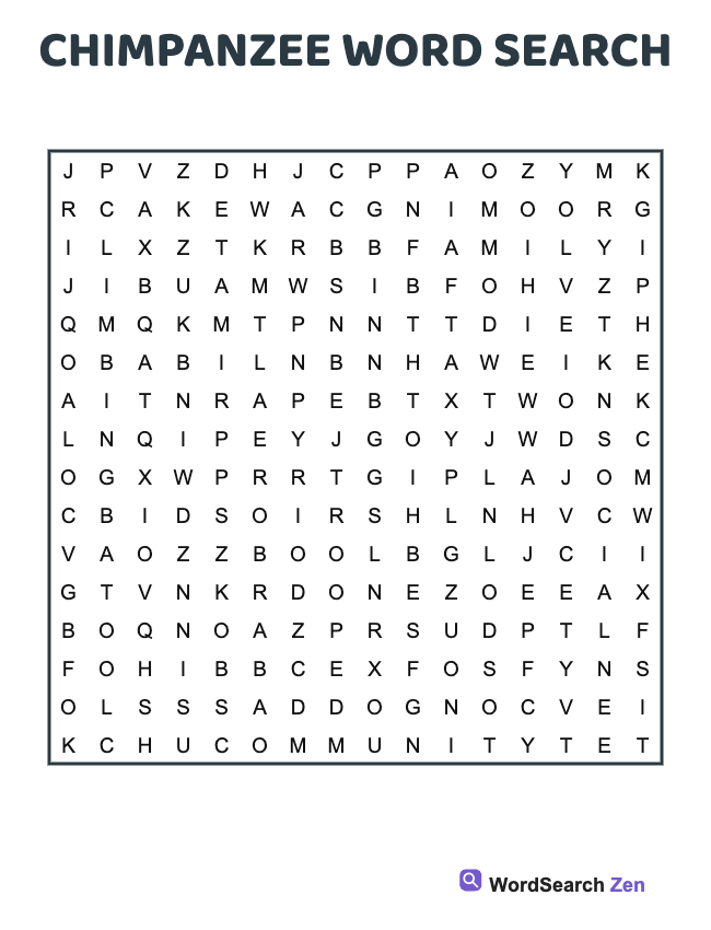Chimpanzee Word Search