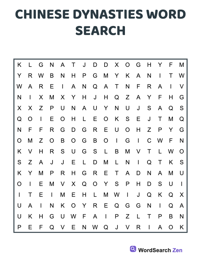 Chinese Dynasties Word Search