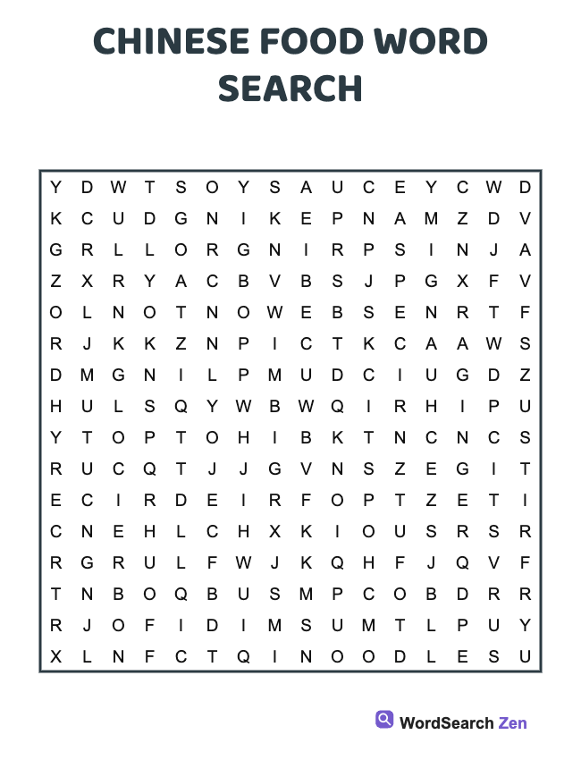 Chinese Food Word Search