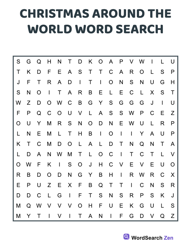 Christmas Around The World Word Search