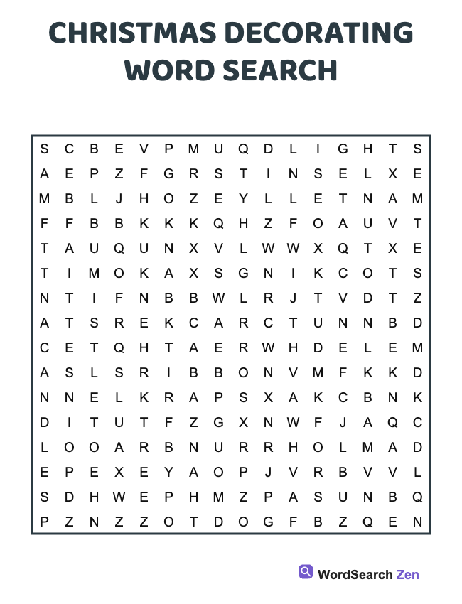 Christmas Decorating Word Search