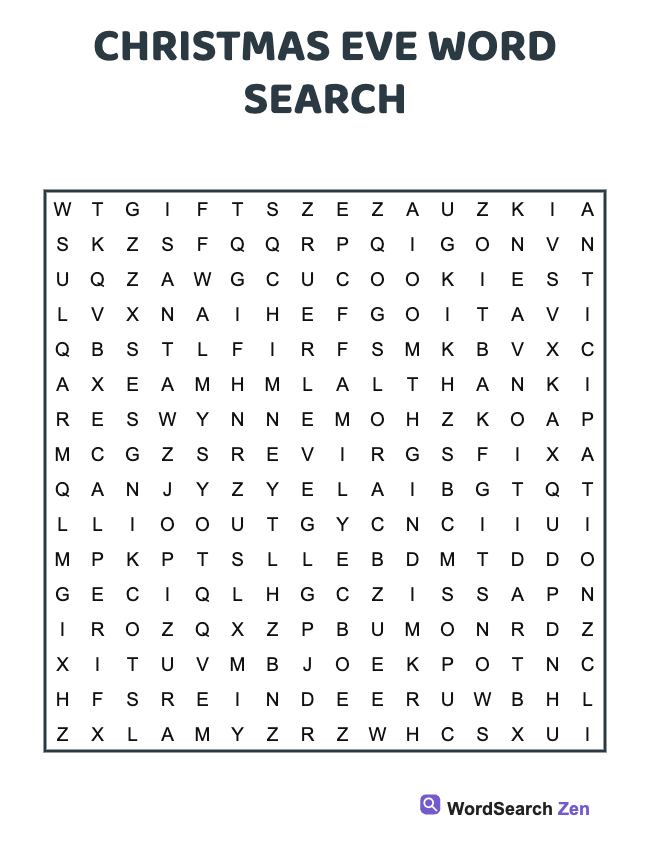Christmas Eve Word Search