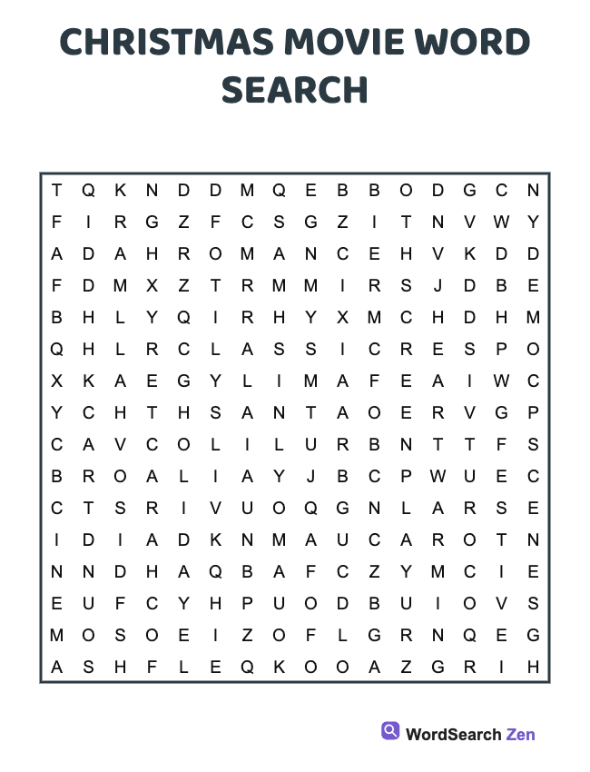 Christmas Movie Word Search