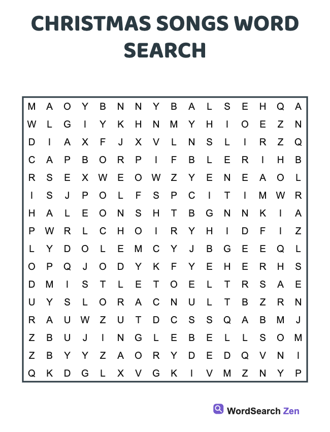Christmas Songs Word Search