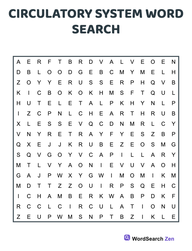 Circulatory System Word Search