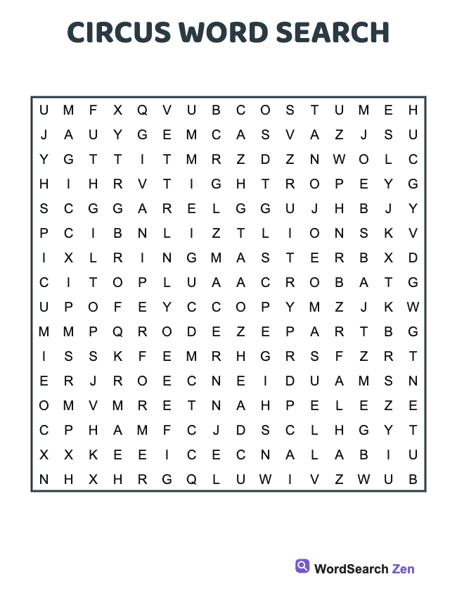 Circus Word Search