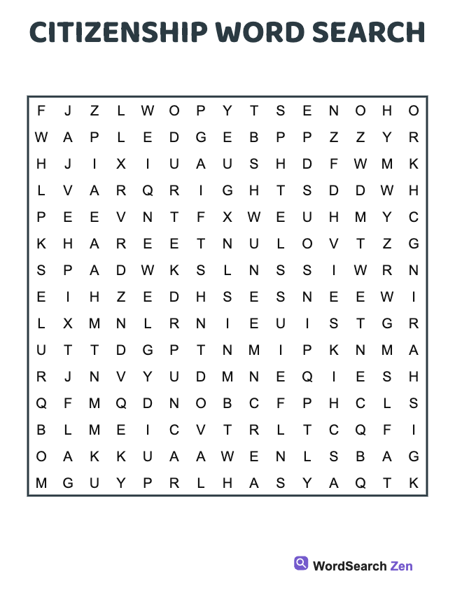 Citizenship Word Search
