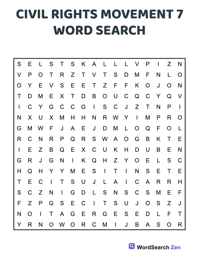Civil Rights Movement 7 Word Search