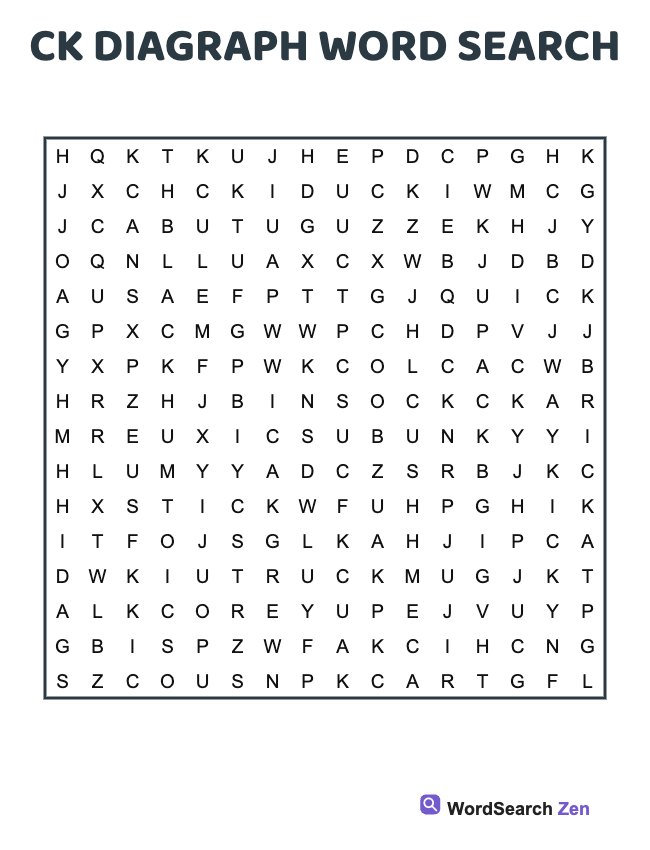 Ck Diagraph Word Search