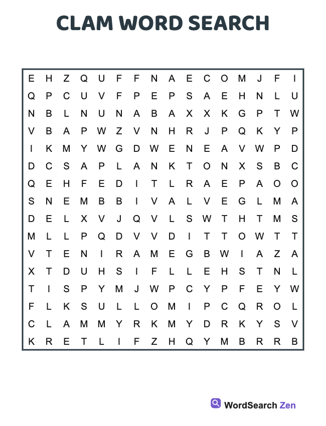 Clam Word Search
