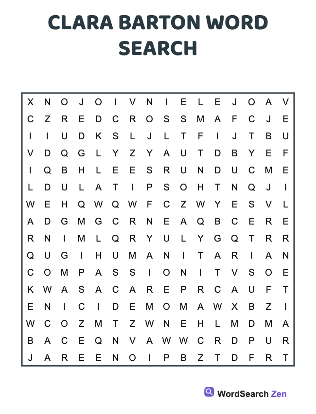 Clara Barton Word Search
