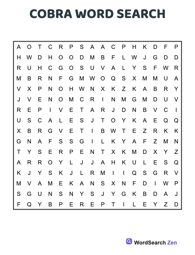 Cobra Word Search